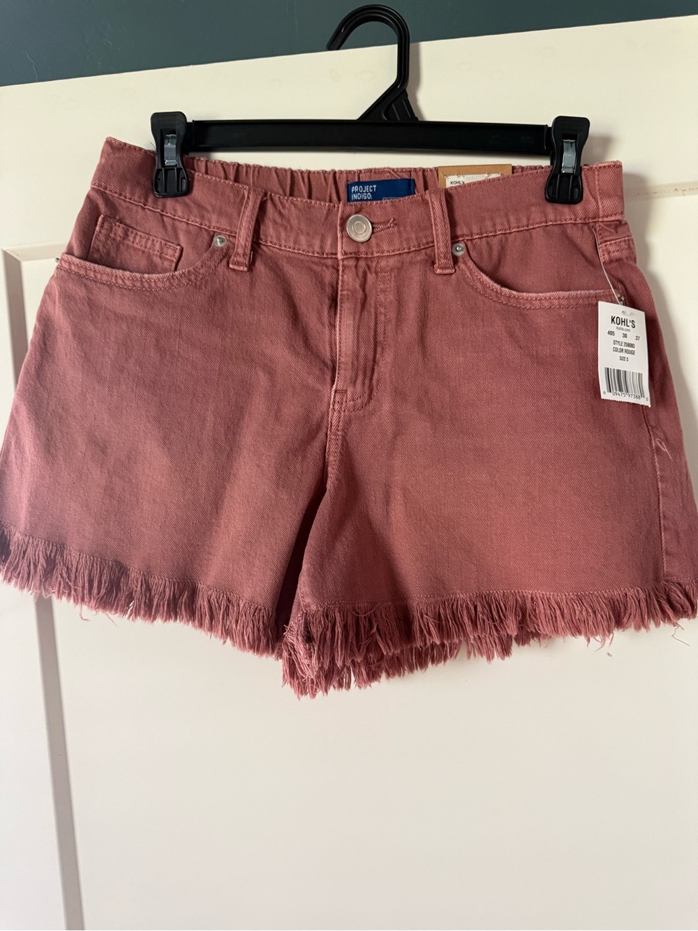Kohl's Mauve-Pink Frayed Hem Denim Shorts